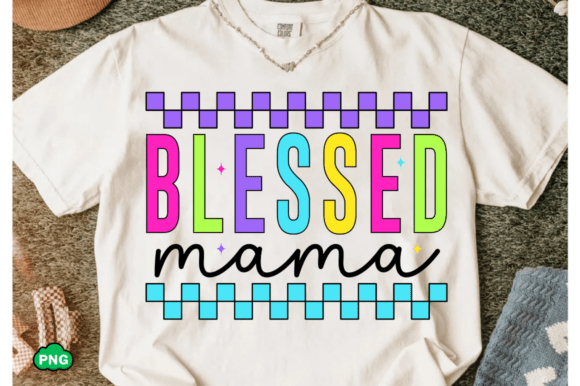 Checkered Blessed Mama PNG: A Versatile Graphic for T-Shirt Designs