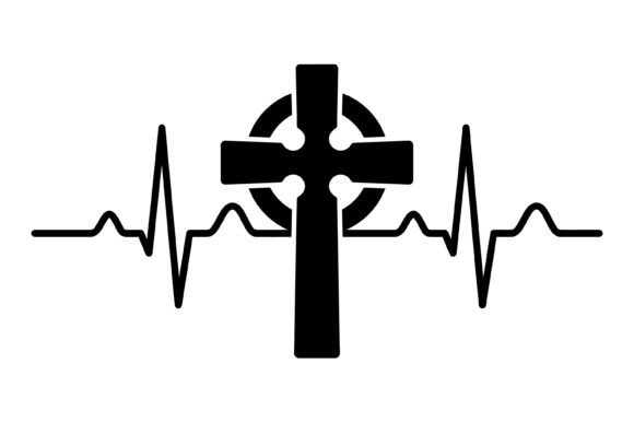 Christian Cross Heartbeat Line: A Versatile T-Shirt Graphics Asset