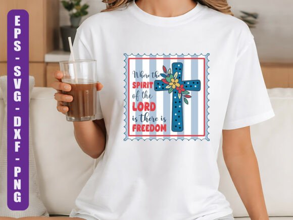 Christian Freedom Cross Design for T-Shirt Graphics